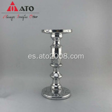 Candelador de vidrio con plateado de plata